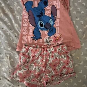 Disney Stitch Pink Kids shorts set